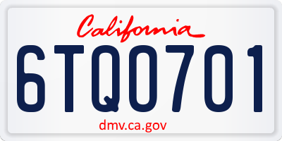 CA license plate 6TQO701