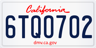 CA license plate 6TQO702