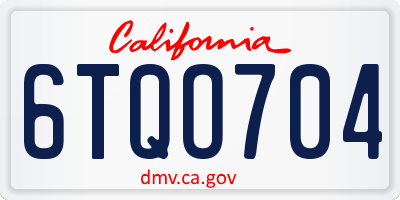 CA license plate 6TQO704