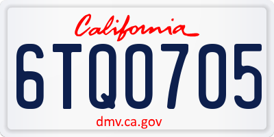 CA license plate 6TQO705