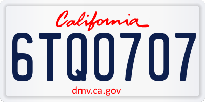 CA license plate 6TQO707