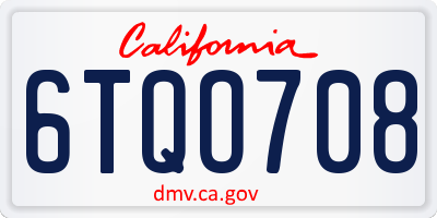 CA license plate 6TQO708