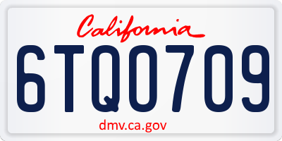 CA license plate 6TQO709