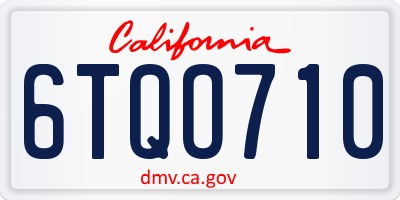 CA license plate 6TQO710