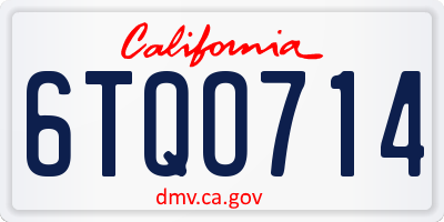 CA license plate 6TQO714