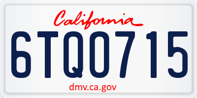 CA license plate 6TQO715