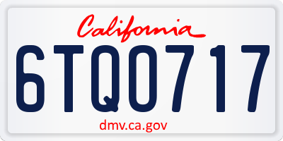 CA license plate 6TQO717