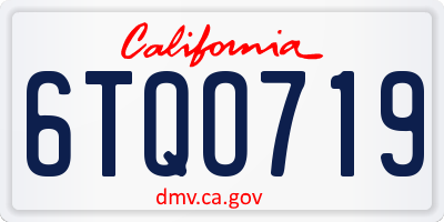 CA license plate 6TQO719