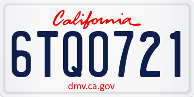 CA license plate 6TQO721