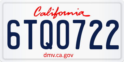 CA license plate 6TQO722