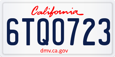 CA license plate 6TQO723