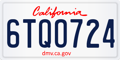 CA license plate 6TQO724