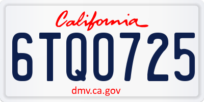 CA license plate 6TQO725