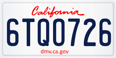 CA license plate 6TQO726