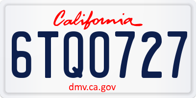 CA license plate 6TQO727