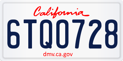 CA license plate 6TQO728