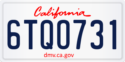 CA license plate 6TQO731