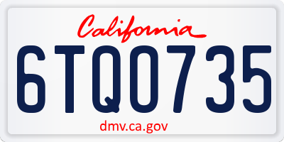 CA license plate 6TQO735