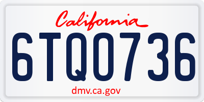 CA license plate 6TQO736