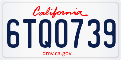 CA license plate 6TQO739