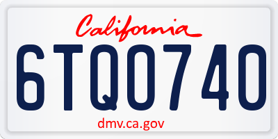 CA license plate 6TQO740