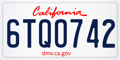 CA license plate 6TQO742