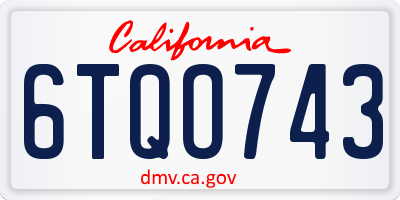 CA license plate 6TQO743