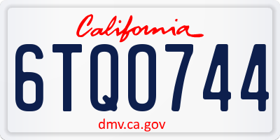 CA license plate 6TQO744