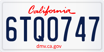 CA license plate 6TQO747