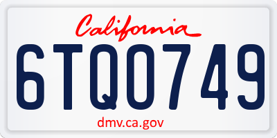 CA license plate 6TQO749