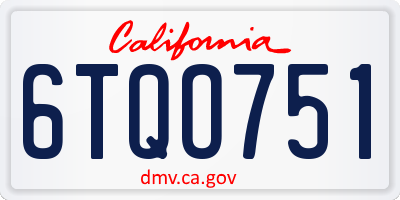 CA license plate 6TQO751