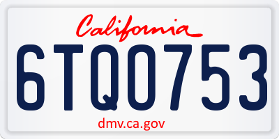 CA license plate 6TQO753