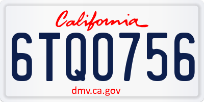 CA license plate 6TQO756