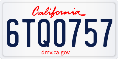 CA license plate 6TQO757