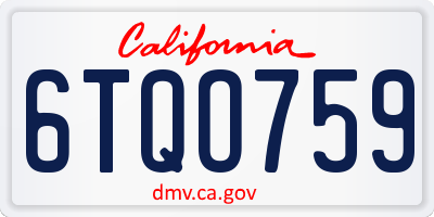 CA license plate 6TQO759