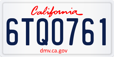 CA license plate 6TQO761