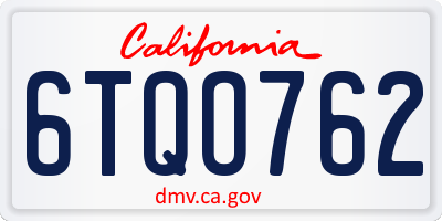 CA license plate 6TQO762