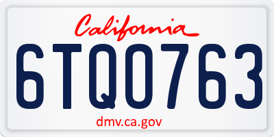 CA license plate 6TQO763