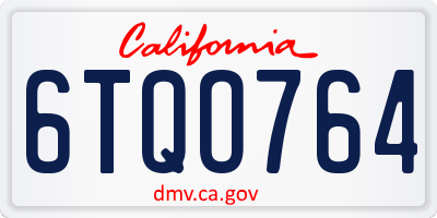 CA license plate 6TQO764