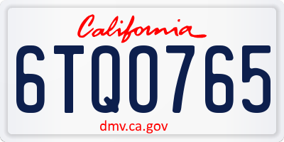 CA license plate 6TQO765