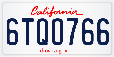 CA license plate 6TQO766