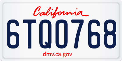 CA license plate 6TQO768