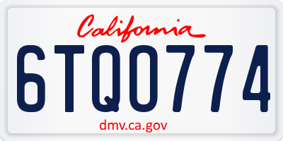 CA license plate 6TQO774