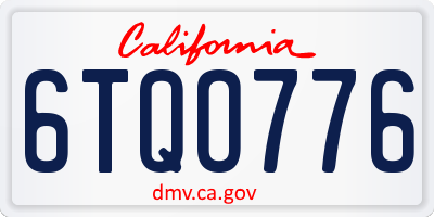 CA license plate 6TQO776