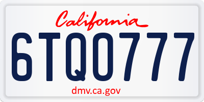 CA license plate 6TQO777