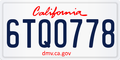 CA license plate 6TQO778