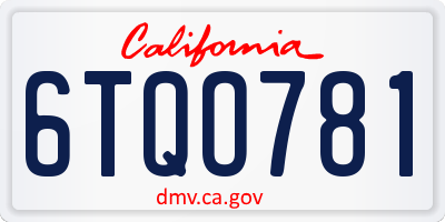 CA license plate 6TQO781