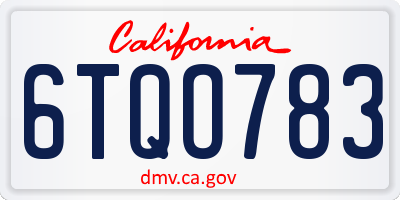 CA license plate 6TQO783