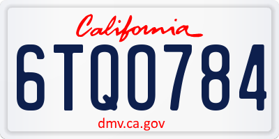 CA license plate 6TQO784