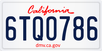 CA license plate 6TQO786